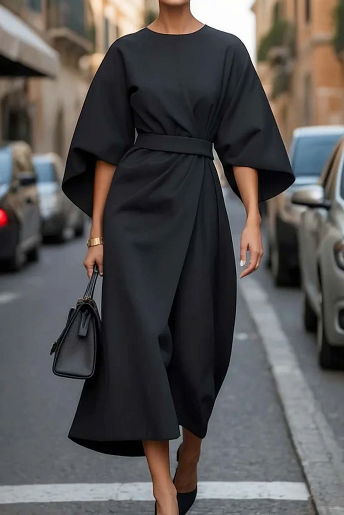 París | Vestido largo de noche con cinturón