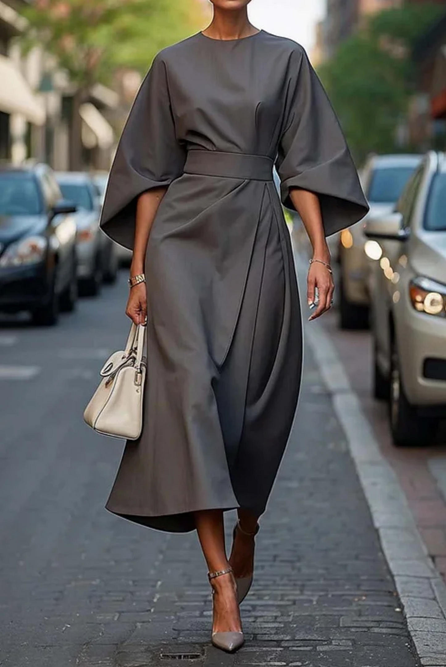París | Vestido largo de noche con cinturón