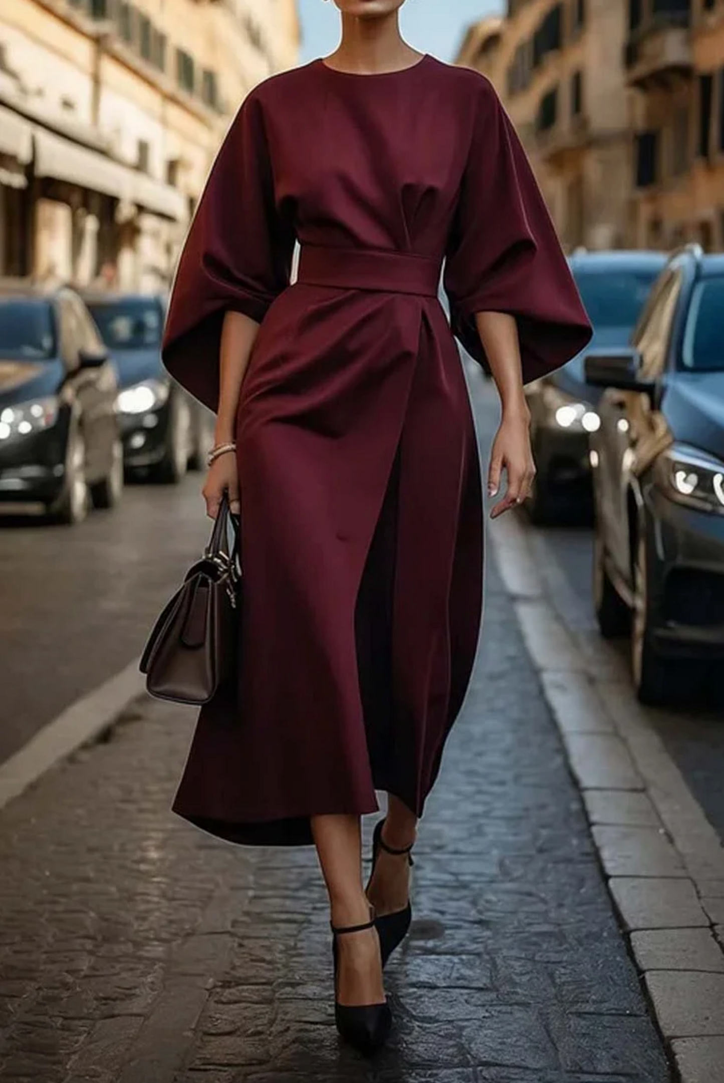 París | Vestido largo de noche con cinturón